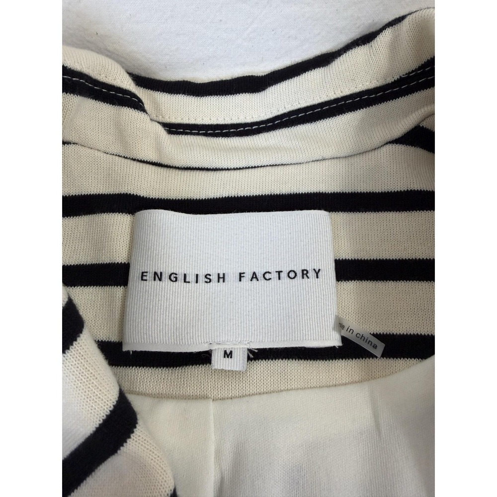 English Factory Womens Blazer Jacket Medium Cream Black Striped Double Breasted - Picture 3 of 9
